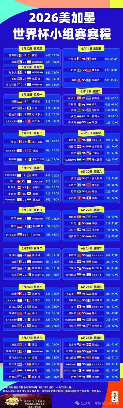 2026世界杯赛程详细安排最新时间表在哪里看 2026世界杯赛程详细安排最新时间表在哪里看