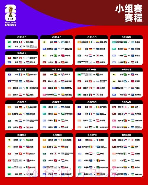 2026世界杯小组赛赛程一览实时赛程免费观看